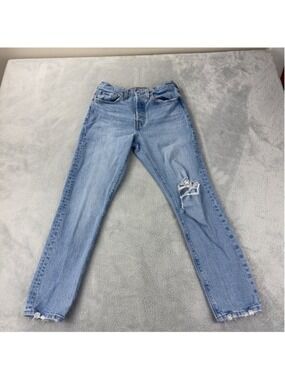 Levi's 501S Women's Size 26 x 28 Light Blue Denim Distressed Jeans